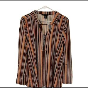 ROBERT LOUIS Striped Zippered Blouse Top Shirt
